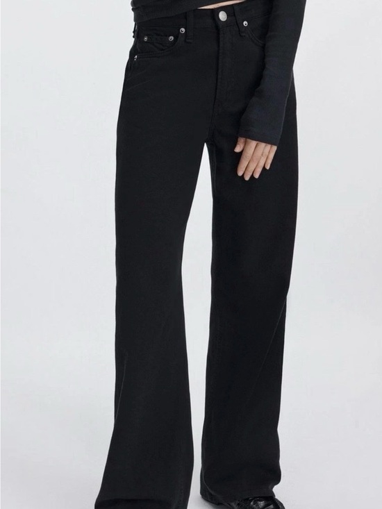 rag & bone Denim - rag & bone Logan Mid Rise Wide-Leg Featherweight Black Jeans Size 27